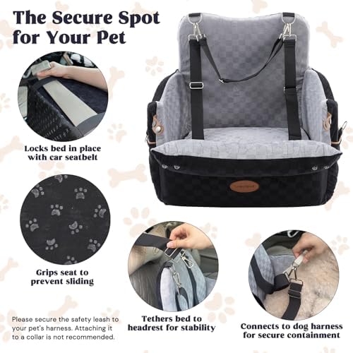 WOOCHPET Dog Car Seat for Small Pets Sturdy Puppy Booster Bed with Elevated Window View Washable Travel Carrier up to 35 Lbs - Image 7