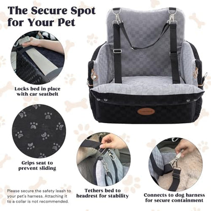 WOOCHPET Dog Car Seat for Small Pets Sturdy Puppy Booster Bed with Elevated Window View Washable Travel Carrier up to 35 Lbs - Image 7