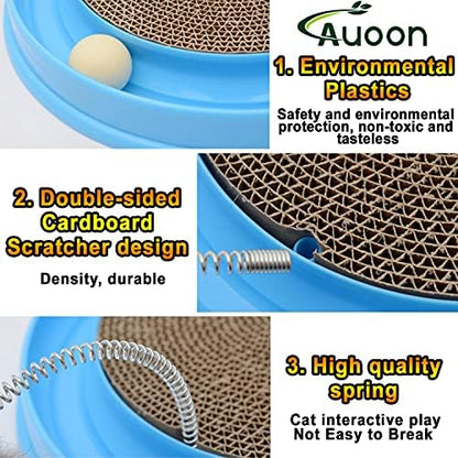 AUOON Cat Scratcher Toy with Ball Track for Indoor Cats and Kittens, Blue - Image 6