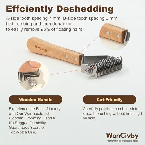 Dog Grooming Brush 2-in-1 - Undercoat Rake & Dematting Tool, Effective Shedding Control for Detangling All Dog Sizes - Image 3