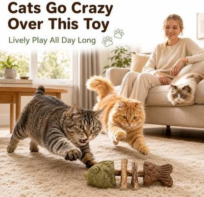 Silvervine Cat Toy Catnip Chew Stick for Indoor Kitten Teething Cleaning Dental Care Natural Comfort Adult Gatos Set to Play Alone Blend Fishing Aesthetic Fish Bone Shape - Image 5