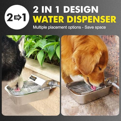 Automatic Water Dispenser for Dogs, 3L Stainless Steel Dog Water Bowl Dispenser, Automatic Water Feeder for Chicken & Livestock, Outdoor Auto-Fill Water Bowl Fit 3/4'' GHT Faucet, Easy Clean - Image 3