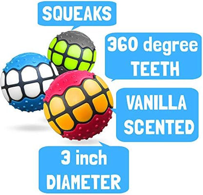Dog Balls Toys Squeaky Fetch - Rubber Funny Ball Gifts for Large Medium Dogs (Variety Pack) - Image 2