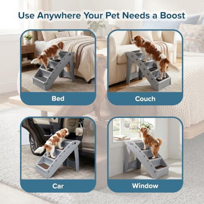 PETMAKER Lightweight Durable Plastic Dog Stairs, Gray, 23.25” x 15” x 19” - Image 5
