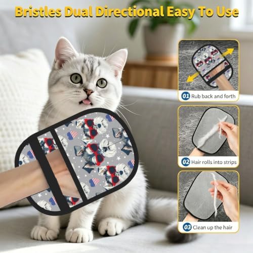 Schnauzer Dog Usa Flag Heart Gray Pet Hair Removal Glove For Cats Dogs - Image 7