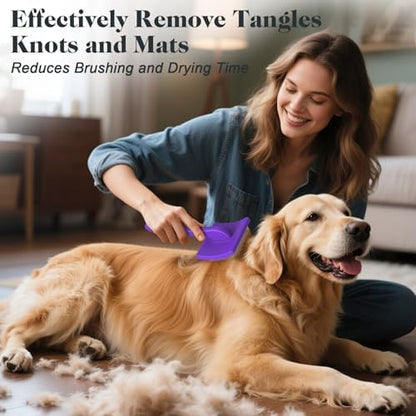 2PCS Slicker Brush for Dogs & Pet Comb,Professional Dog Grooming Brush (Goldendoodles,Poodles,Labradoodles) with Extra Long Pins to Effectively Remove Tangles, Knots and Mats (Purple, Large) - Image 2