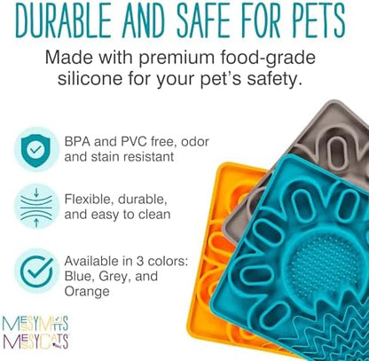 Messy Mutts Framed Multi-Surface Lick Mat, 9.5 Inch, Dogs Cats, Grey - Image 3