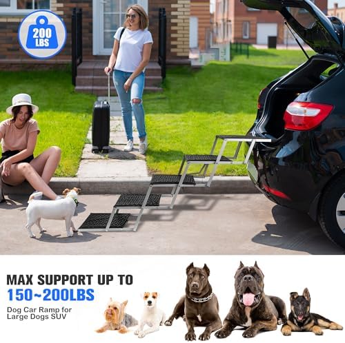 Foldable Dog Stairs for Car,17" Extra Wide Pet Ramp for Large Dog,5 Steps - Image 7