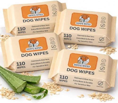 Tazza Pet Cleaning Wipes, 440 Count, Gentle Dog Wipes for Pets, Deodorizing Grooming Wipes with Oatmeal & Aloe, Fragrance Free Pet Wipes for Dogs & Puppies by Tazza