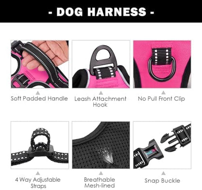 PHOEPET No Pull Dog Harness Medium Reflective Front Clip Vest with Handle - Image 4