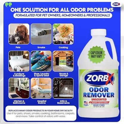 ZORBX Unscented Odor Remover Spray 64 Oz Refill, Hospital-Grade Formula - Image 3