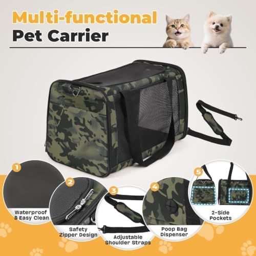 YUDODO 25lbs Cat Carrier Lightproof Soft Sided Pet Carrier for Large Cat - Image 3