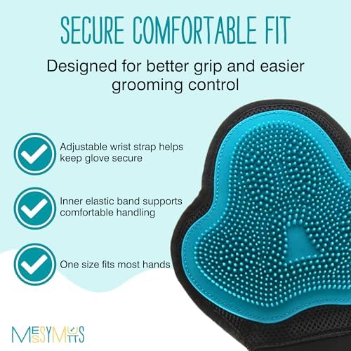 Messy Mutts Reversible Silicone Dog Grooming Glove, Hair Remover, Blue - Image 6