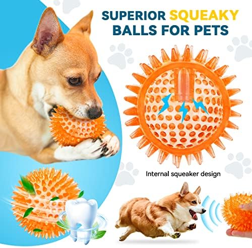 SHARLOVY 3.5” Large Dog Toys Ball, 6 Pack Squeaky Toys, Durable Spiky Ball - Image 5