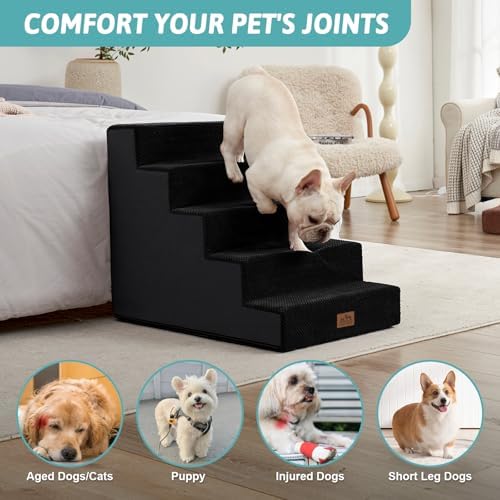COZY KISS Dog Stairs for Small Dogs, 5 Step Pet Stairs for Beds & Couches - Image 2