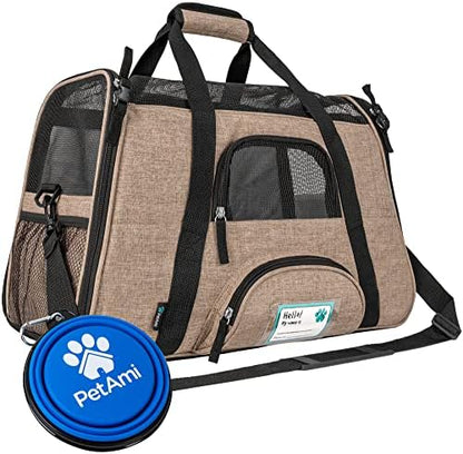 PetAmi Airline Approved Pet Carrier Cats & Small Dogs, Small Heather Taupe by PetAmi