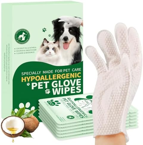 GLADFRESIT Pet Grooming Glove Wipes for Dogs & Cats, 60g, 6 Pcs by GLADFRESIT