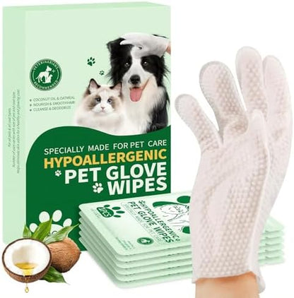 GLADFRESIT Pet Grooming Glove Wipes for Dogs & Cats, 60g, 6 Pcs by GLADFRESIT