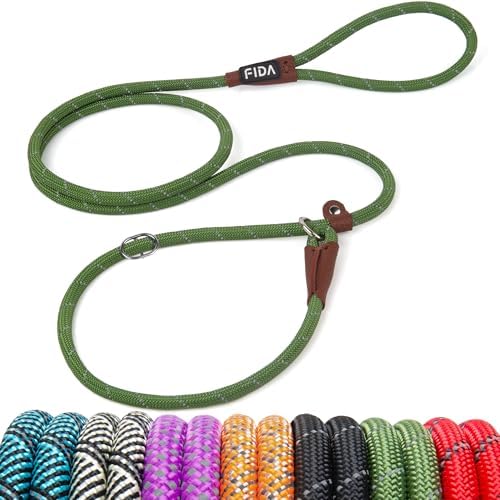 Fida Durable Slip Lead Dog Leash, 6 FT x 3/8" Dog Training Leash, Green by Fida