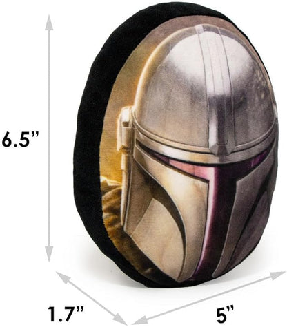 Buckle-Down Dog Toy, Mandalorian, Plush Squeaker Star Wars The Mandalorian Helmet, 8" x 8" (DTPT-SWBFJ)