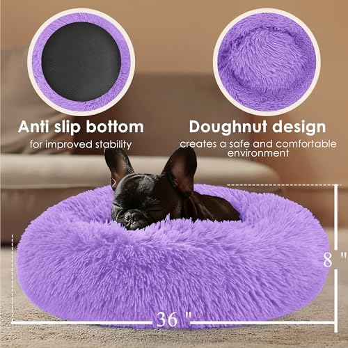 Extra Large Dog Beds, 36in Human Dog Anxiety Relief Comfort Bed (Purple) - Image 3