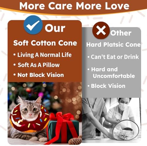 Hpetppy Cat Cone Collar Soft, Cat Recovery Collar for Wound Healing Cute Donut Adjustable Kittens Cones to Stop Licking Comfortable Lightweight Neck Elizabethan Collars for Cats Kittens After Surgery - Image 4