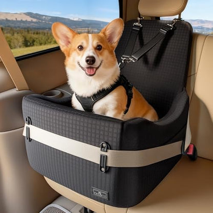 PETSFIT Dog Car Seat with Patented Safety System, 5" Elevated Cushion by Petsfit