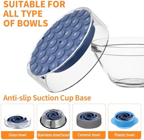 Slow Feeder Dog Bowls Insert, Bestalk Soft Silicone Slow Eating Feeder Insert with Suction Cups for Small, Medium and Large Dogs, Fit into Basic and Elevated Dog Bowls, Dark Blue - Image 4