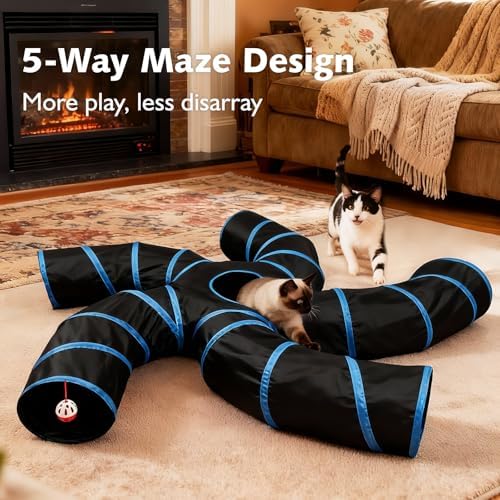 Joytale Cat Tunnel for Multiple Cats, 5-Way Indoor Tube Toy to Chase & Hide - Image 2