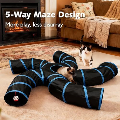 Joytale Cat Tunnel for Multiple Cats, 5-Way Indoor Tube Toy to Chase & Hide - Image 2