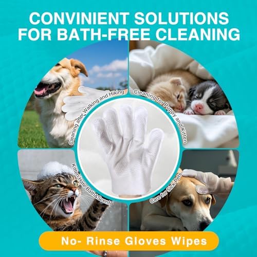 TroisAmis Thick Pet Glove Wipes for Dog & Cat Unscented, Cleaning & Deodorizing Grooming Gloves Wipes, No-Rinse Grooming Wipe for Daily Care and Travel, Ears Face Paws Butt Clean,Hypoallergenic&Gentle - Image 6