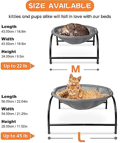 JUNSPOW Cat Bed Large Free-Standing Detachable Pet Hammock Cat Sleep, Grey - Image 6