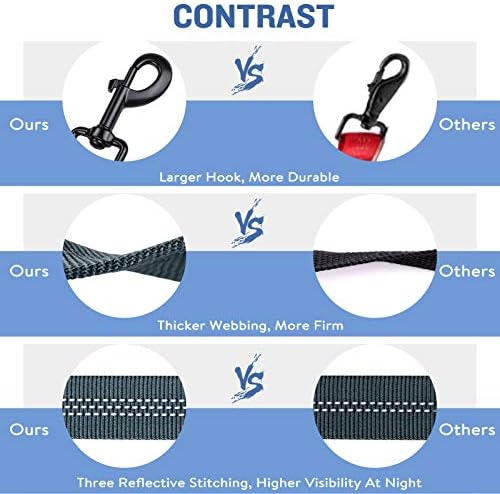 Dog Leash for Large Medium Dogs 6Ft x 1" Reflective Stitching Large Leash with 2 Traffic Padded Handles Dog Lead Rope Pet Leash for Running Walking Training (Purple 1 Pack) - Image 3