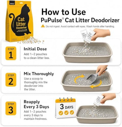 Unscented Cat Litter Deodorizer Powder, 30x10g Pre-Measured Sachets - Image 5