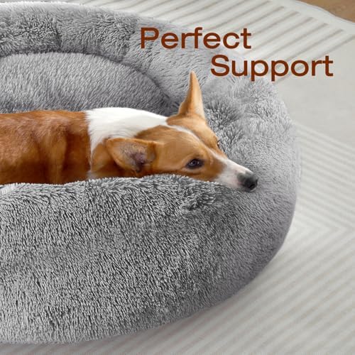 JOLLYVOGUE Dog Bed, Calming Anti-Anxiety Large Dog Bed, Fluffy Donut Cushion for Medium and Large Pets (27") - Image 2
