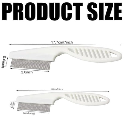 Pet Grooming Comb - 2-in-1 Multifunctional Stainless Steel Comb for Flea, Tear Stain Removal, and Dehairing Dogs and Cats' Face, Paws, and Body