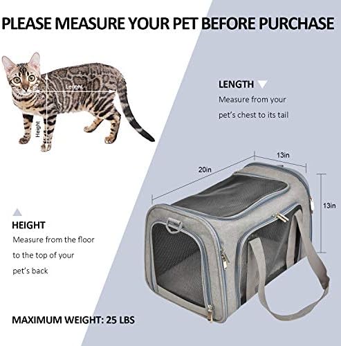 Henkelion Large Cat Carriers Dog Carrier Pet Carrier for Cats Dogs Puppies up to 25Lbs, Big Dog Carrier Soft Sided, Travel Puppy Carrier - Large - Grey - Image 4