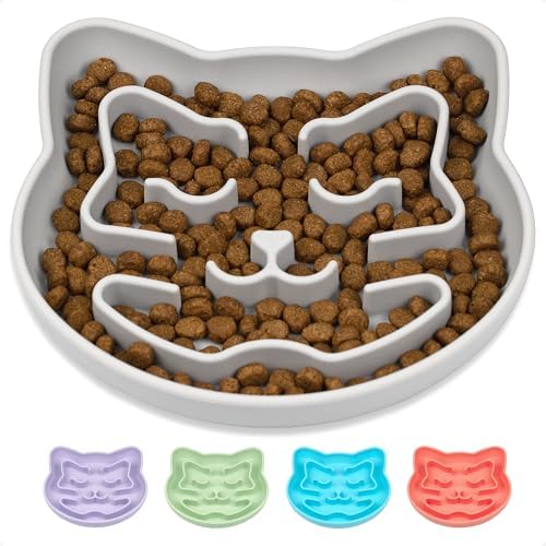 Snuggli Slow Feeder Cat Bowl | Cat Puzzle Feeder for Slow Eating, Mental Enrichment, Digestion, & Bloat Relief | Non-Slip Silicone, Dishwasher Safe, 1 Cup (Slate) by Snuggli