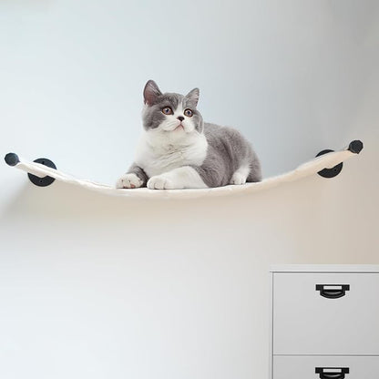 Cat Hammock Wall Mounted, 35.43 x 12.99 inch Wall Mounted Cat Shelves, Metal Brackets Cats Beds for Sleeping, Playing, Climbing and Resting Stabilized Wall Furniture for Large Cats or Kitty
