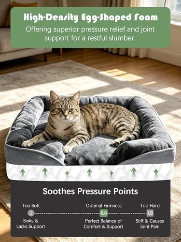 Spotted Play Orthopedic Dog Bed with Sides - Dog Sofa Beds for Small Dogs, Supportive Foam Pet Couch Bed with Washable Removable Cover, Waterproof Lining and Non-Slip Bottom, Grey - S - Image 4