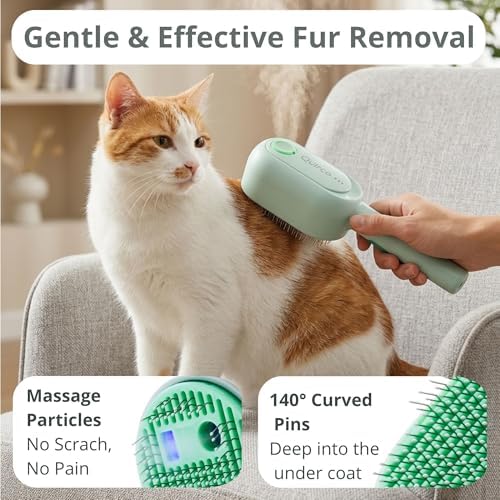 Cat Steam Brush - Cat Hair Brush For Shedding - Deshedding Brushes For Dogs - Cat And Dog Grooming Supplies - Slicker Brush For Dogs Short Hair - Cats Deshedding Comb SELFCLEANING, 4 IN 1, SOFT STEAM - Image 5