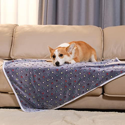 Luciphia 1 Pack 3 Blankets Super Soft Cute Dot Pattern Pet Blanket Flannel Throw for Dog Puppy Cat Medium(30x20), Grey - Image 6