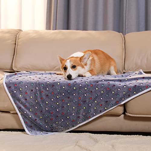 Luciphia 1 Pack 3 Blankets Super Soft Cute Dot Pattern Pet Blanket Flannel Throw for Dog Puppy Cat Small(23x16), Grey - Image 6