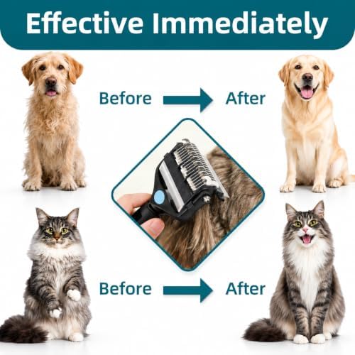 3-IN-1 Pet Grooming Tool - Undercoat Rake, Dematting Comb & Deshedding Brush for Cats, Dogs, Horses - Removes Mats, Tangles & Loose Fur, Reduces Shedding & Prevents Hair Mess (Blue) - Image 5