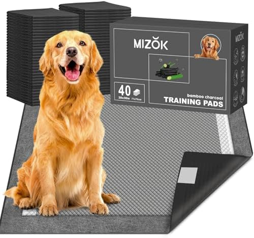 MIZOK Pee Pads for Dogs Charcoal Disposable No Leak Large 28x30in 40Ct by MIZOK