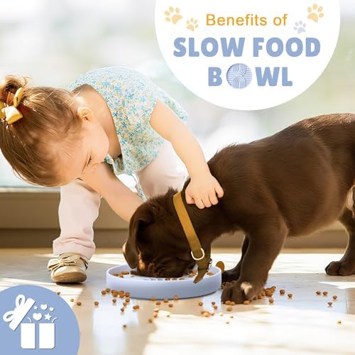 2 in 1 Slow Feeder Dog Bowls with Suction Cups,Silicone Lick Mat for Dogs,DIY Wet or Dry Food,Dishwasher Safe,Blue,Spatula+UU Bowl+Cyclone Lick Pad - Image 5
