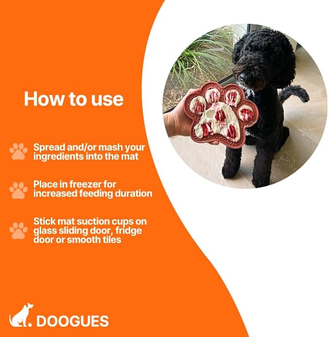 Lick Mat for Dogs & Cats 2 Pack, DOOGUES Slow Feeder Mat for Anxiety Relief, Non-Slip Suction Cups, Spread with Peanut Butter, Yoghurt, or Treats, Suitable for Small and Medium Pets (Green & Beige)