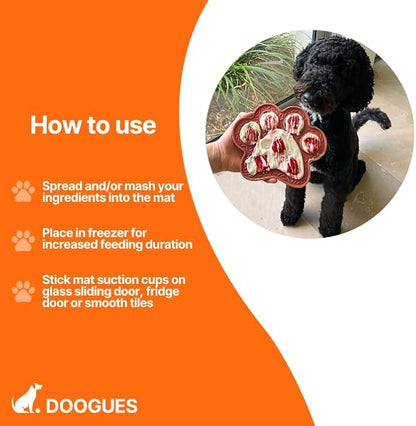 Lick Mat for Dogs & Cats 2 Pack, DOOGUES Slow Feeder Mat for Anxiety Relief, Non-Slip Suction Cups, Spread with Peanut Butter, Yoghurt, or Treats, Suitable for Small and Medium Pets (Green & Beige)