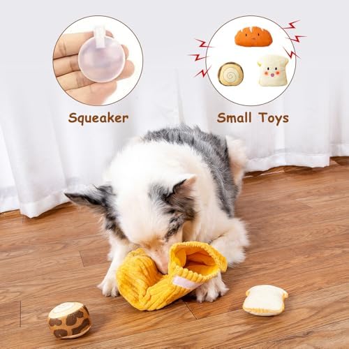 Hollypet Squeaky Hide and Seek Dog Toys for Small and Medium Dogs, Bread - Image 4