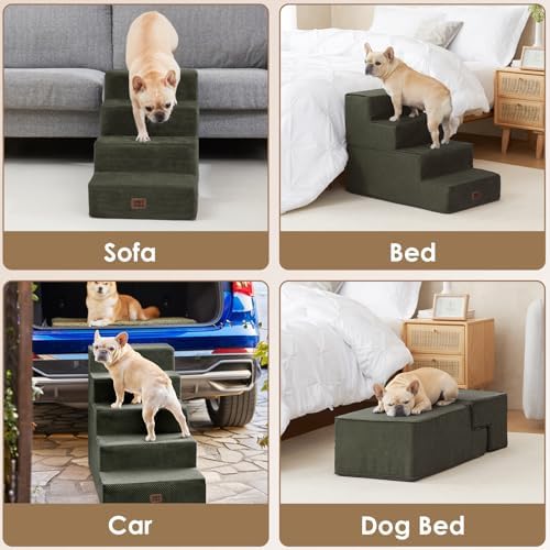 EHEYCIGA Dog Stairs for Bed 18" H, 4-Step Extra Wide Dog Steps - Image 7